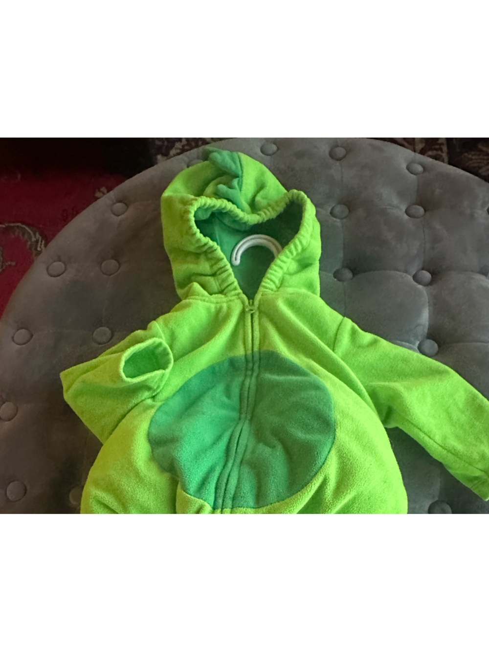 Child Halloween Bright Green Frog Fleece Hoodie